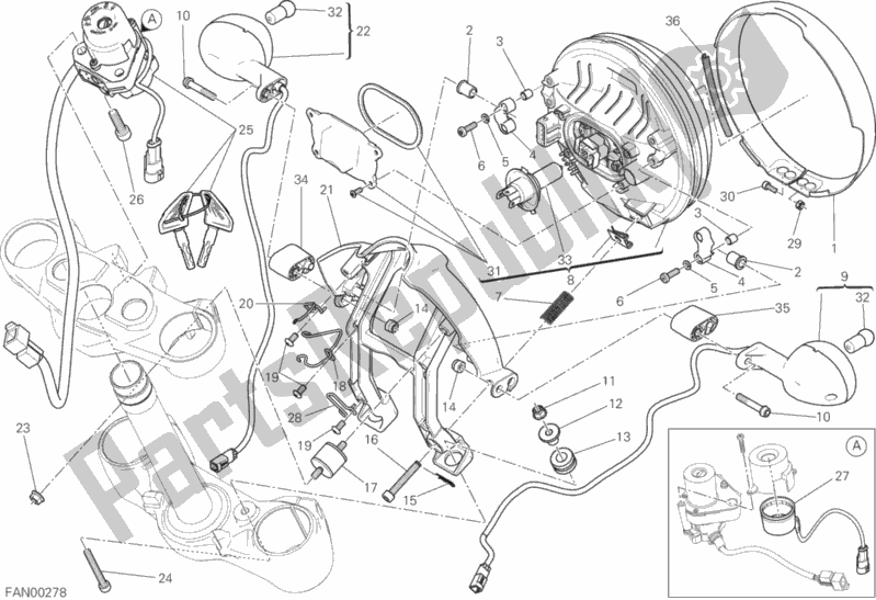 Tutte le parti per il Faro del Ducati Scrambler Classic Thailand USA 803 2015